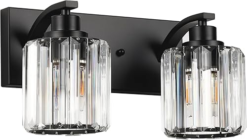 Miniatura 9 de 2 luces de cristal para tocador de baño, moderna lámpara de baño negra sobre espejo, luces de tocador para dormitorio, baño, pasillo, base E26