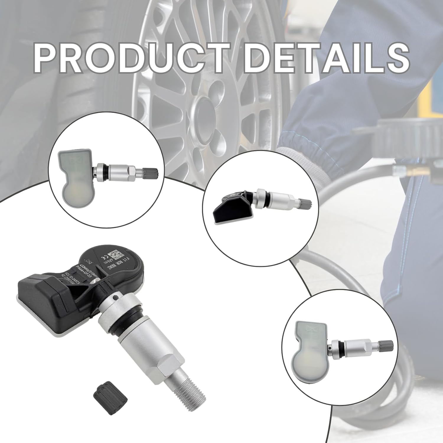 4Pack Universal Programmed TPMS Tire Pressure Monitoring Sensors Compatible with 2000-2023 All Mercedes Benz Model 433Mhz 315Mhz