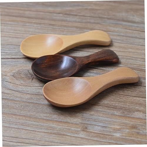 Miniatura 5 de Mini cucharas de madera 10pcs mini madera mini madera mango corto madera cuchara de té de sal de madera accesorios teaware cuchara de té cucharadita
