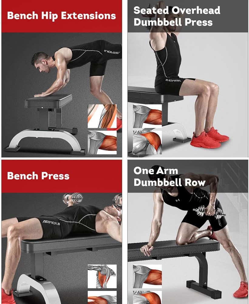 Flat Weight Bench Heavy Duty Extra Stable Workout Home Exercise Press Fitness Training Equipment : Sports & Outdoors