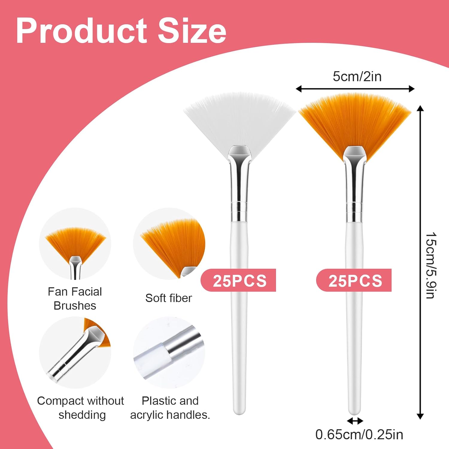 Kifmurase 100PCS Fan Brushes with Disposable Face Towels, Facial Applicator Brush Ultra Soft Makeup Remover Dry Wipes Cloth, Esthetician Cosmetic Brush Face Mask Brush for Mud Cream, Makeup Peel