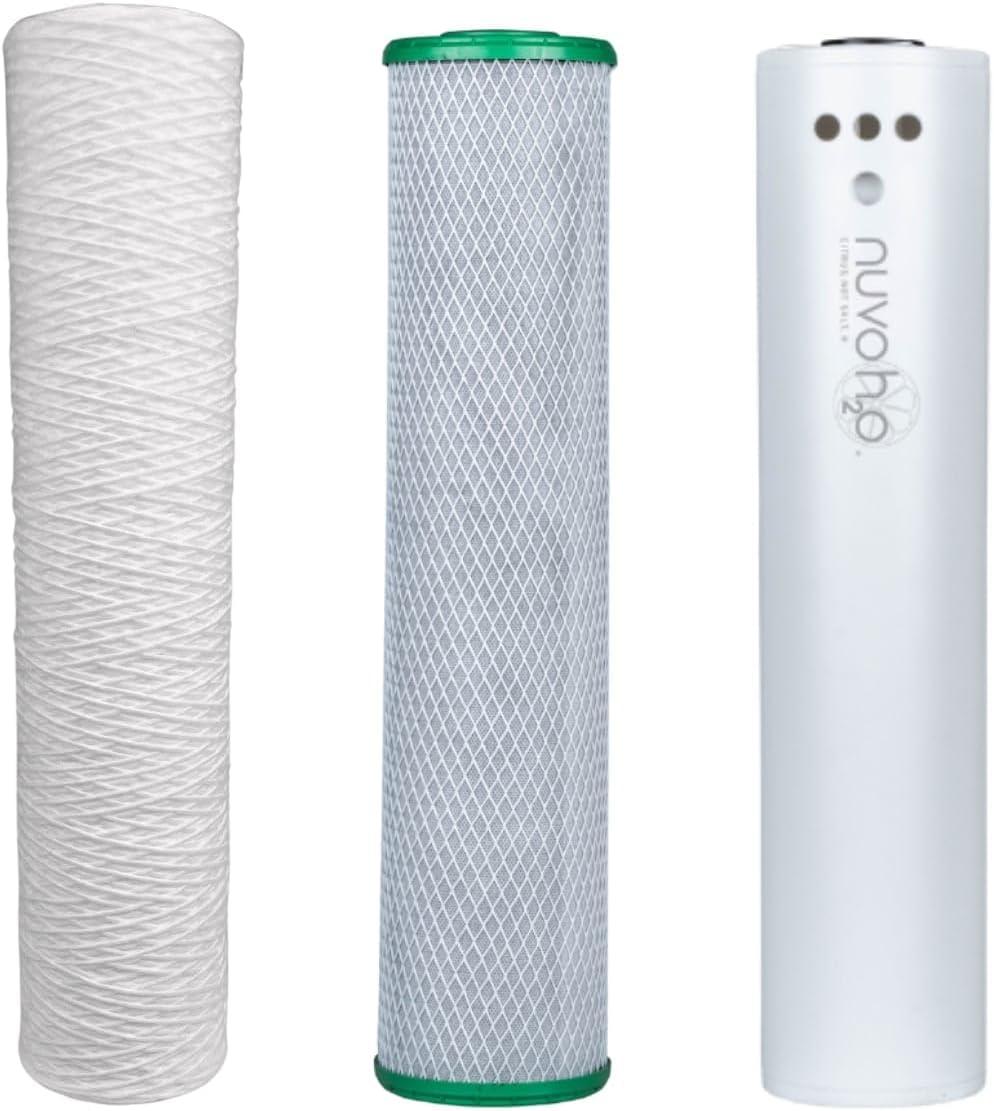 NuvoH2O Replacement Cartridge for Whole Home Trio System, Advanced 3-Stage Citrus Filtered, Salt-Free Water Filter System + Water Softener with Sediment & Chloramine Filtration – Healthy & Pure Water
