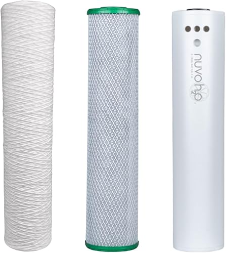 NuvoH2O Cartucho de repuesto para sistema de trío para todo el hogar, avanzado filtro cítrico de 3 etapas, sistema de filtro de agua sin sal +