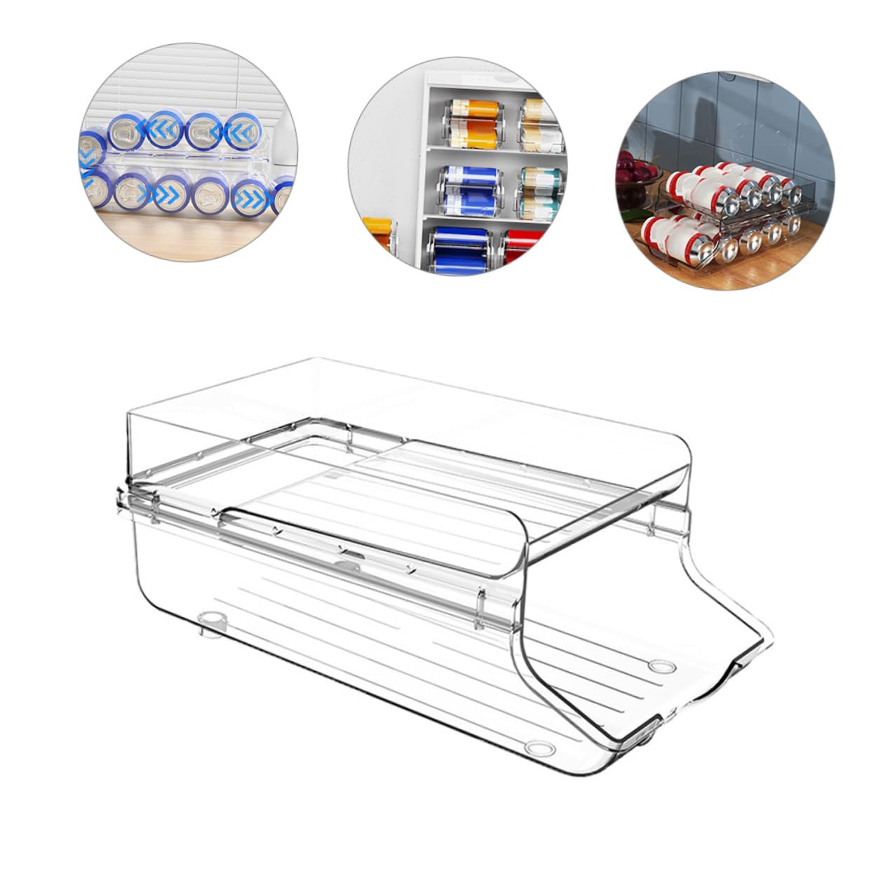 Mobestech Organizador Las Diseño Bebidas de Plástico de Doble para de Capa Soporte Que Conserva Nevera para Latas en Apartamentos y RVs
