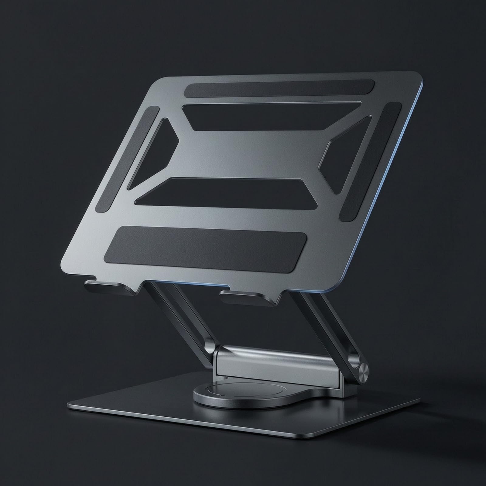 Supporto Laptop con Docking Integrata Supporto Notebook Riser Regolabile Pieghevole Struttura a Snodo in Lega D Alluminio Base Stabile con Usb Adatto per Ufficio, Argento