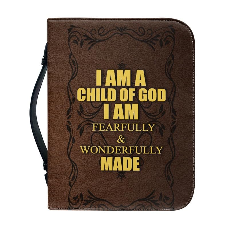 Kuiaobaty Lord Quotes Print Church Bible Case with Handle Book, God Saying Faux Leather Bible Bag Zipper and Pockets for Men,Women — image 1