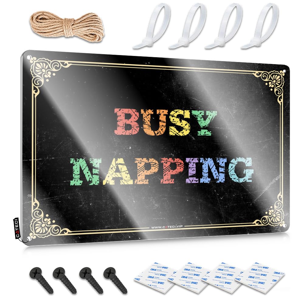 Tin Sign Decor Busy Napping Tin Sign Signs For Man Cave Bar Metal Sign Decor(30X40CM)