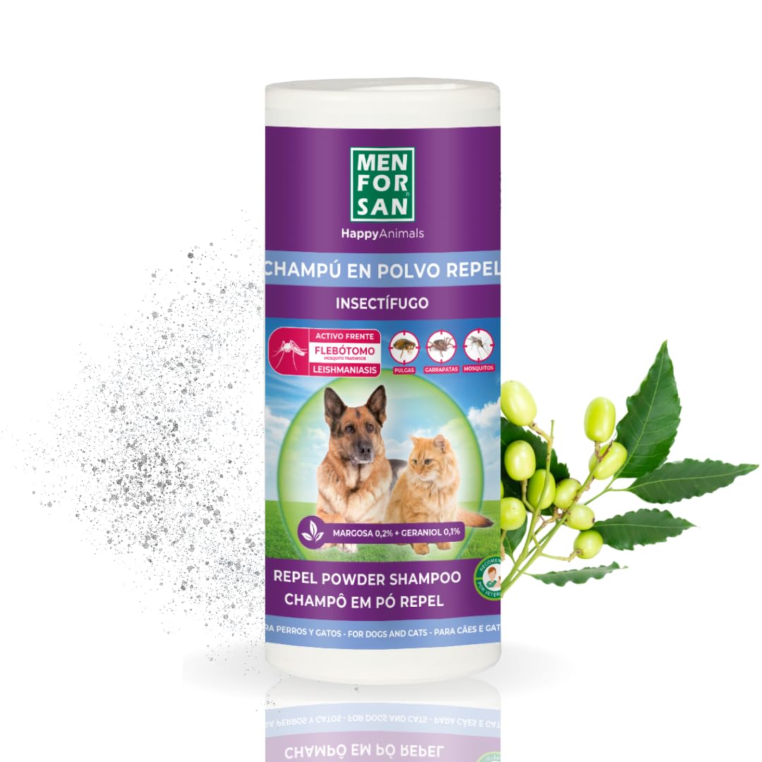 MENFORSAN Champú En Polvo Con Repelente De Insectos Perros, Gatos, 250 g