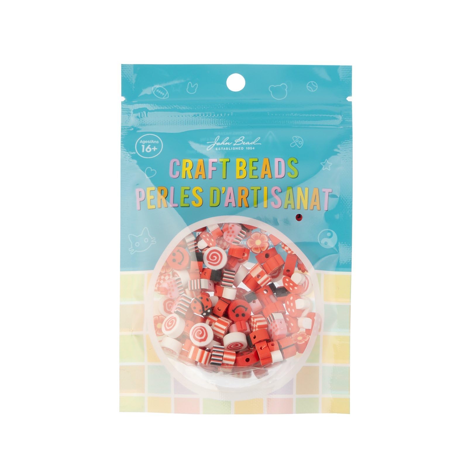 John Bead 120 cuentas de arcilla polimérica roja de 9 mm para hacer joyas y pulseras