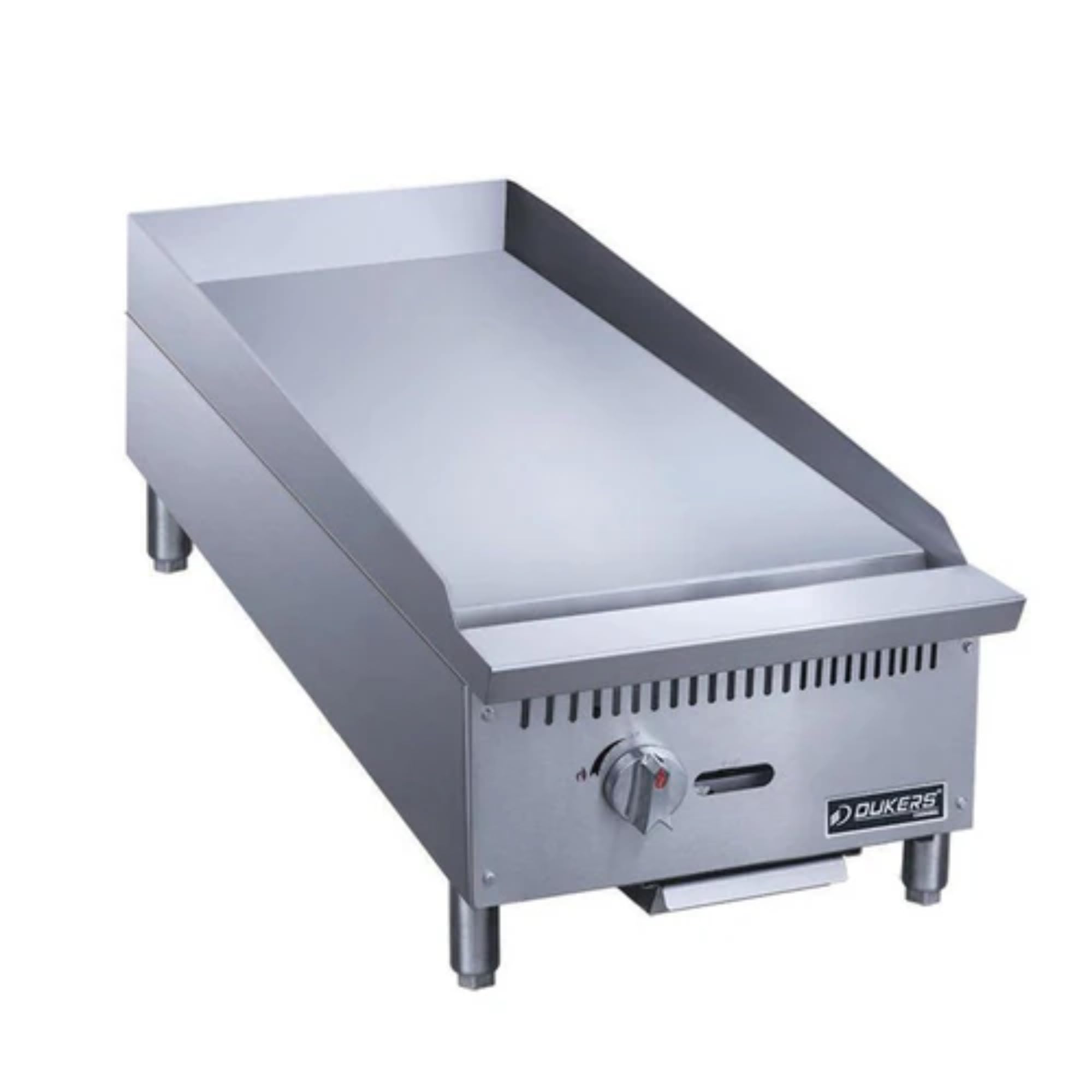 Dukers DCGM12 12 in. W Commercial Countertop Gas Griddle, 1 Burner, NG/LPG 30,000 BTU 3/4 Plate (Natural Gas/Liquid Propane) with Manual Controls