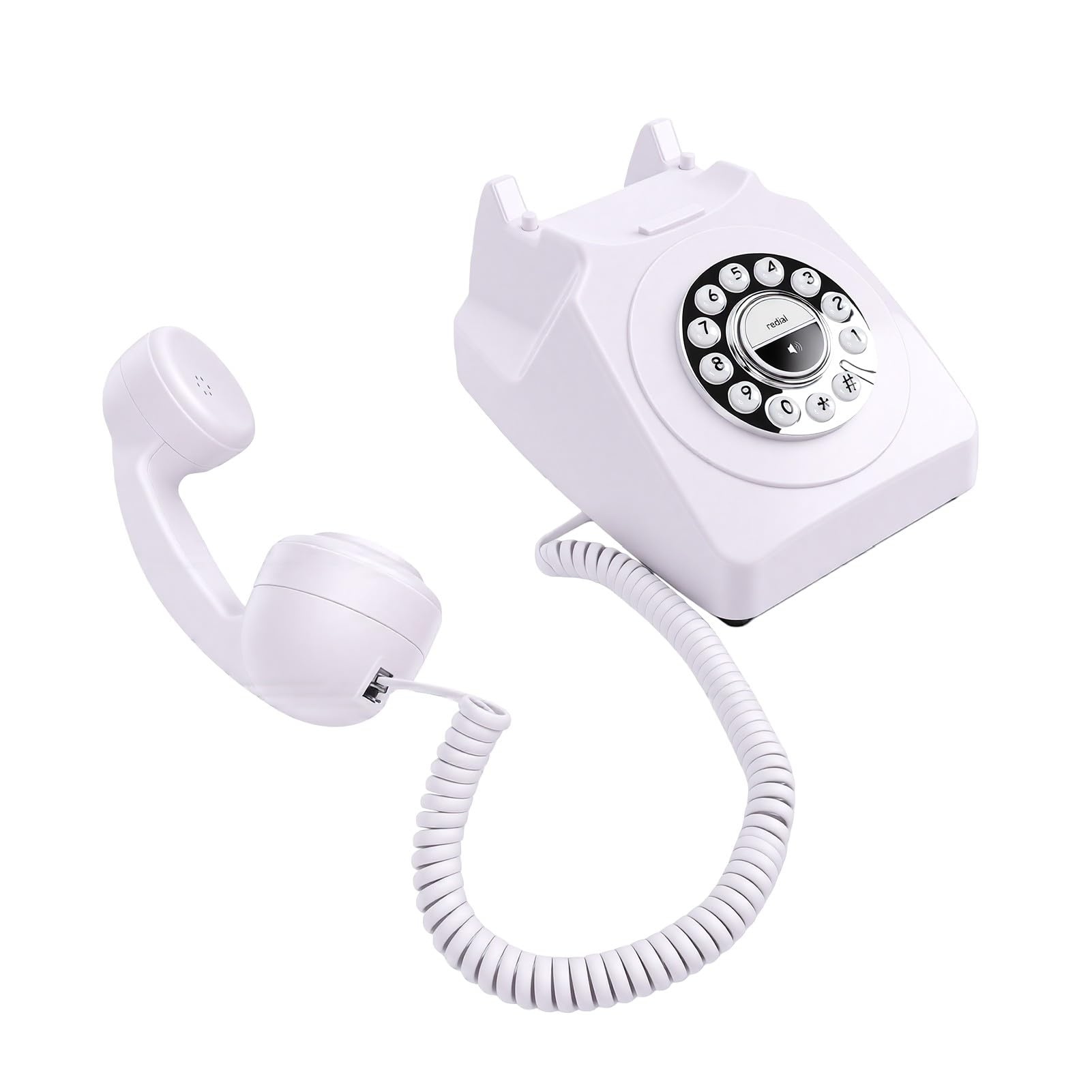 Bewinner Telefono Cordless Bluetooth Retro, Telefono Fisso con (WHITE)