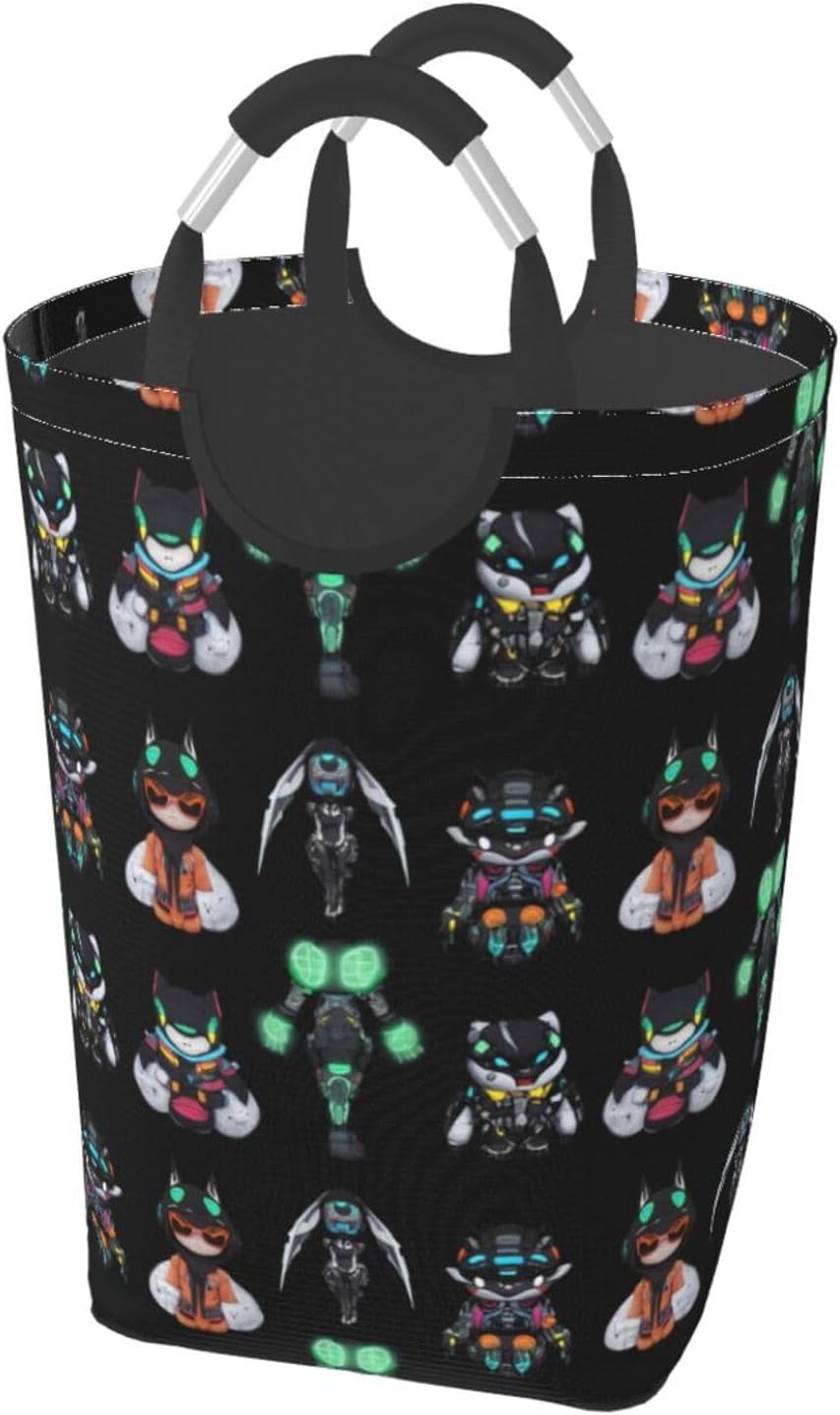 Neon Cyber Foldable storage bag, 50L capacity, suitable for laundry room, dormitory bedroom, dirty clothes storage basket.