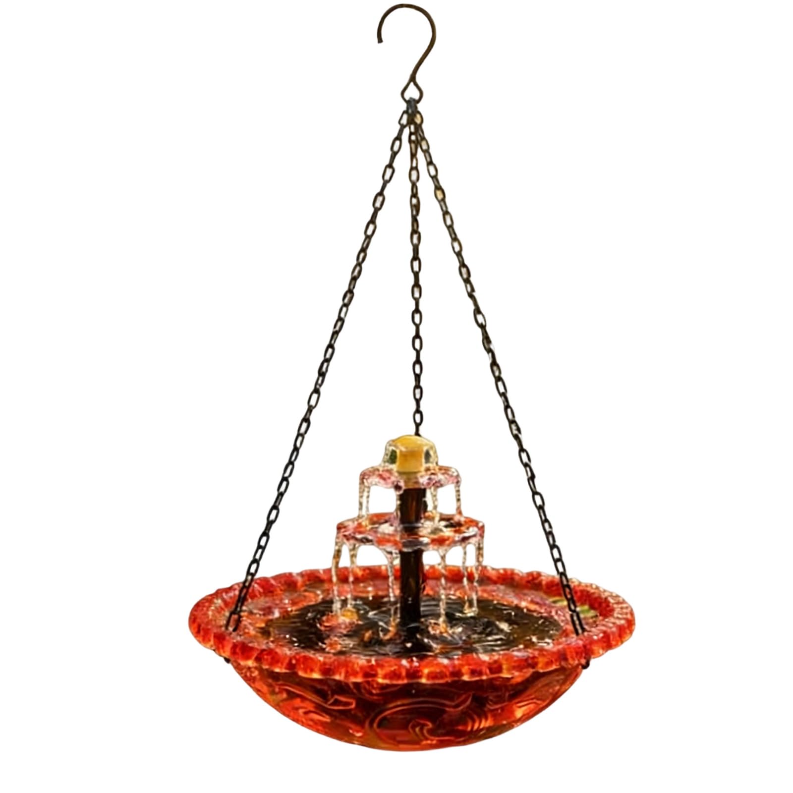 Solar Operated Cascading Water Fountain Birdbath Garden Hangable Bird Feeding Platform Attracts Hummingbirds Hanging Bird Bath Fountain