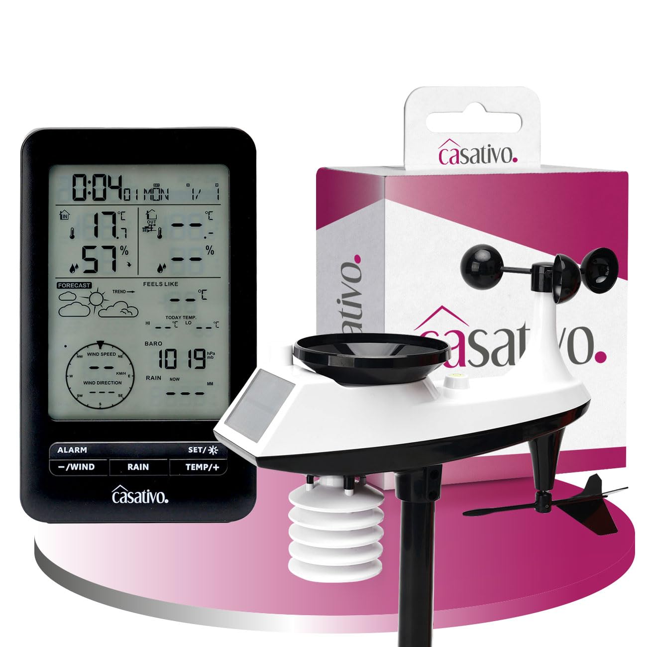 Profi Funk-Wetterstation mit Solar-Aussensensor – Niederschlag, Wind, Hygrometer & Wettervorschau – Präzise Wetterdaten Ihr dein Zuhause