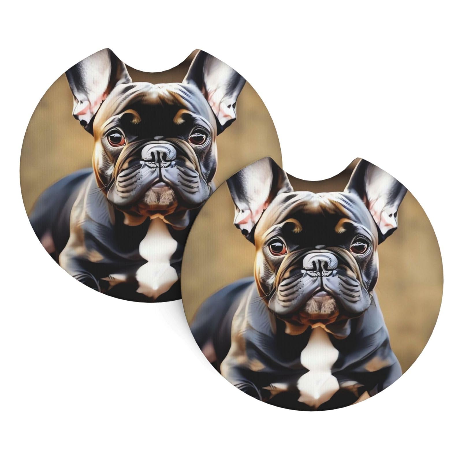 2 Pack Car Coaster for Cup Holders Cute Bulldog Car Cup Coaster 2.7" Neoprene Non-Slip Automotive Cup Mat Universal Auto Car Interior Accessories for Women Men Cup Pad