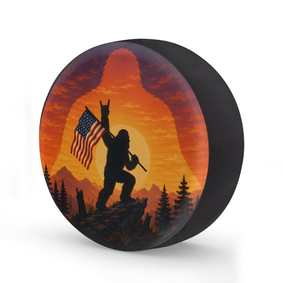 Bigfoot American Flag Spare Tire Cover Wheel Covers Protectors Waterproof Dust-Proof Universal Fit Trailer, RV, SUV and Many Vehicle 15 Inch,C-06