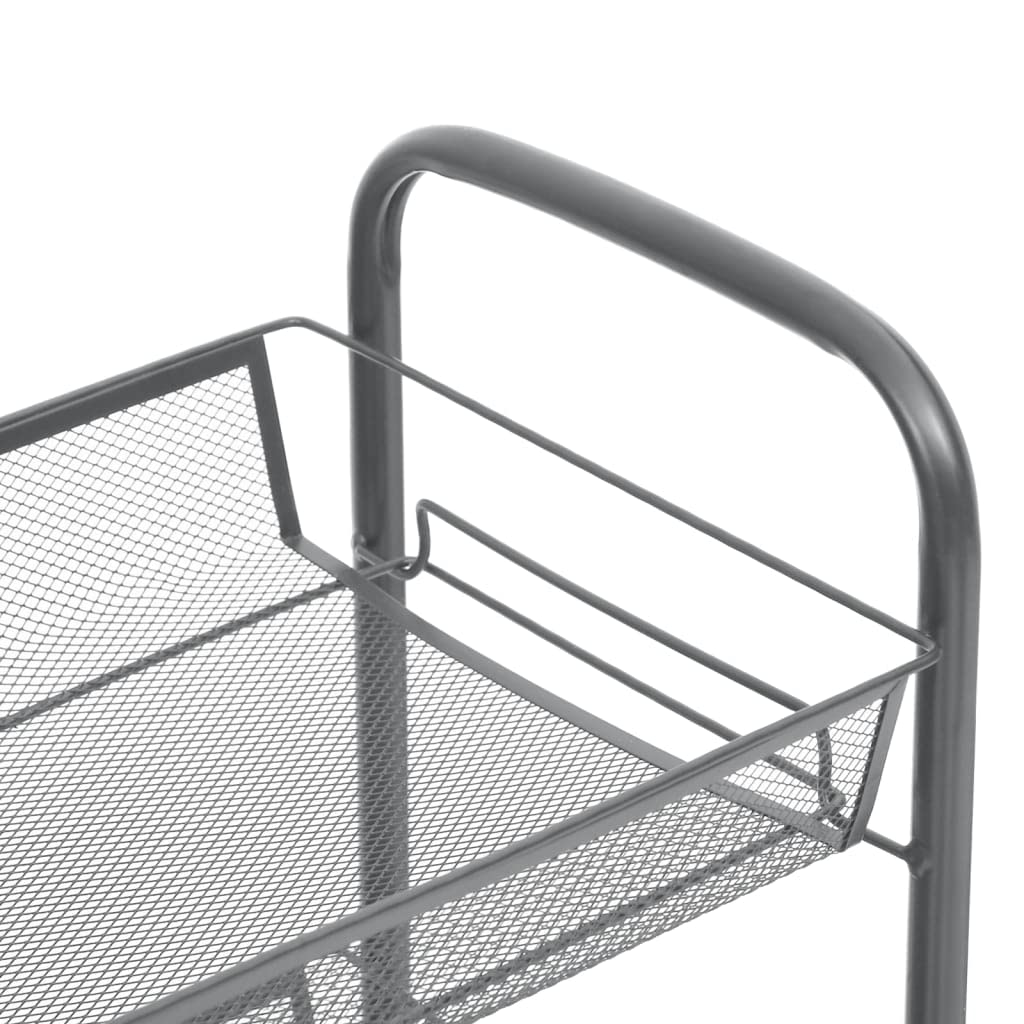 Mangloder - Carrito de cocina gris de hierro de 5 niveles, 46 x 26 x 105 cm, ruedas con 4 ruedas y frenos, carrito de servir, carrito auxiliar, carrito auxiliar multiusos para cocina, baño, oficina y
