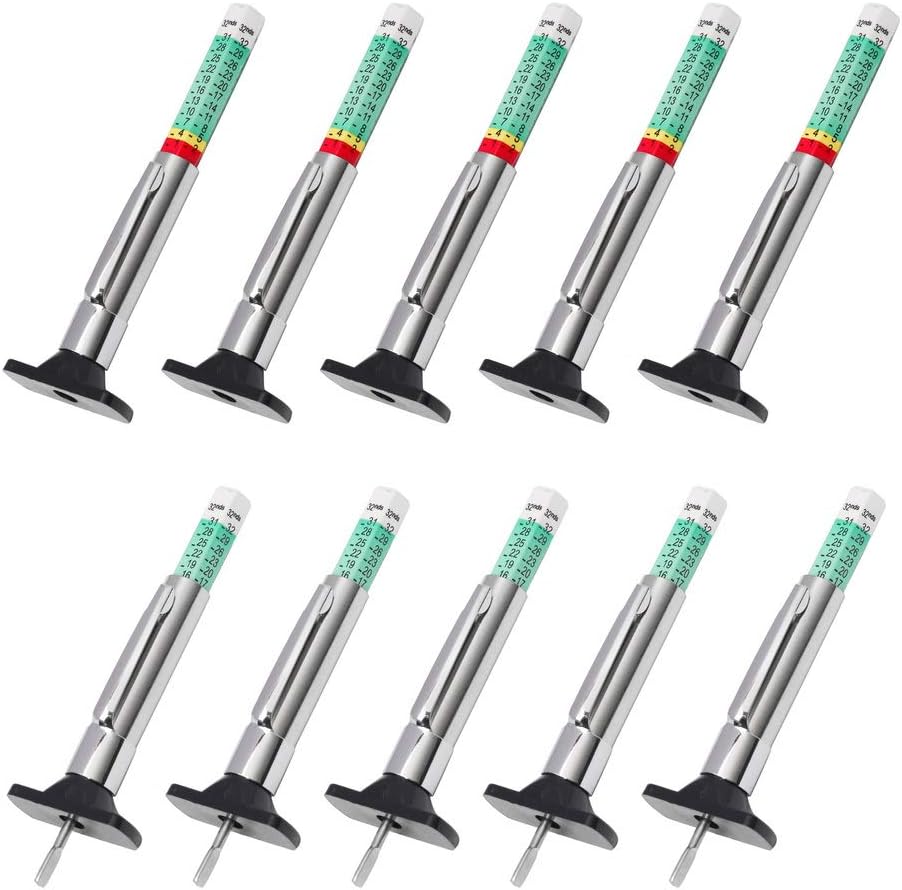 kuou 10PCS Tyre Tread Depth Gauge, Color Coded Car Tread Depth Metric