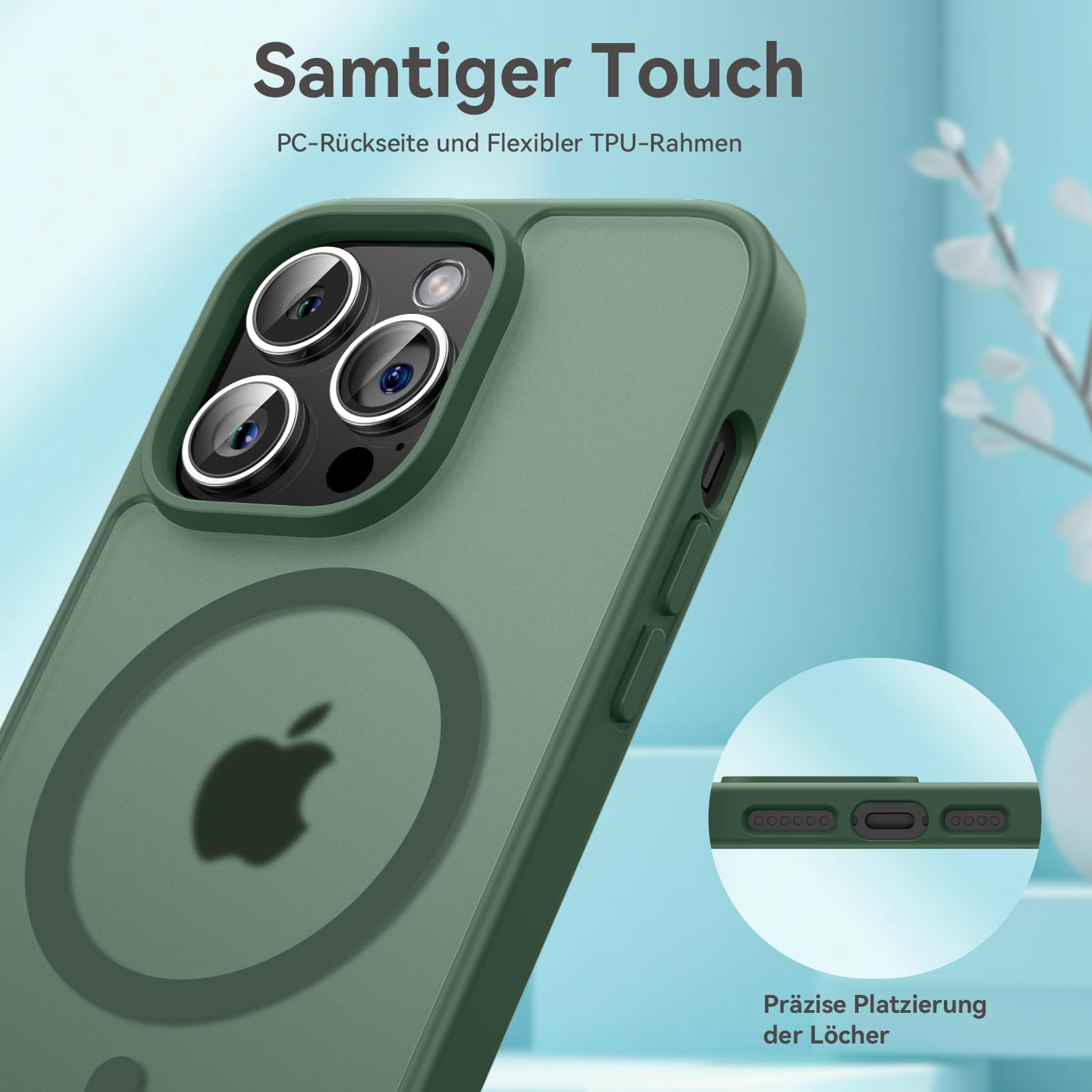IPhone 13 Pro Max Hülle Mit MagSafe: Magnetisch, Stoßfest & Dünn In Matt Grün