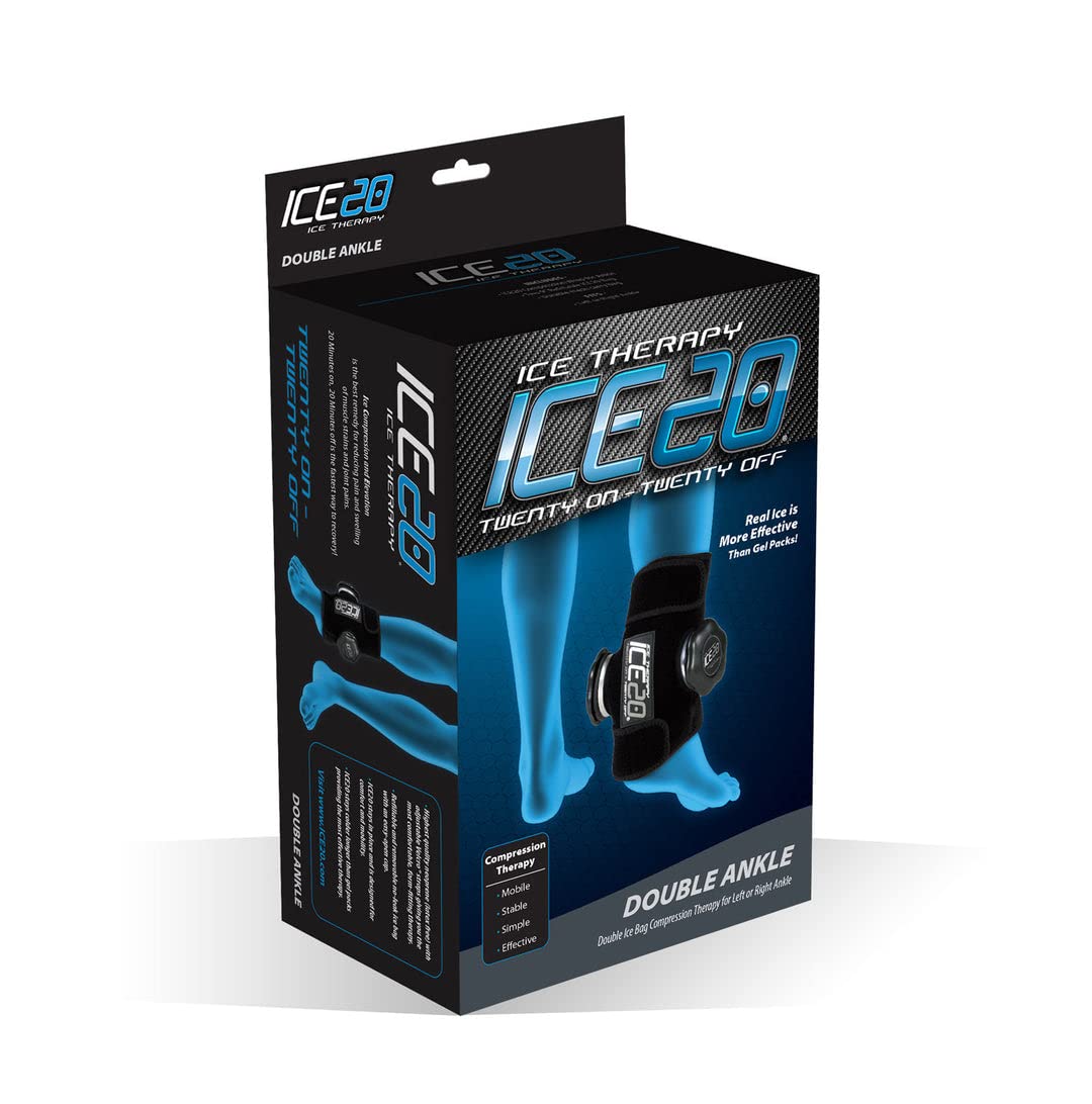 ice2 0 Doble Tobillo Hielo Terapia Wrap (Ice-dbl-Ankle) - Ice-Dbl-Ankle, Double, Negro