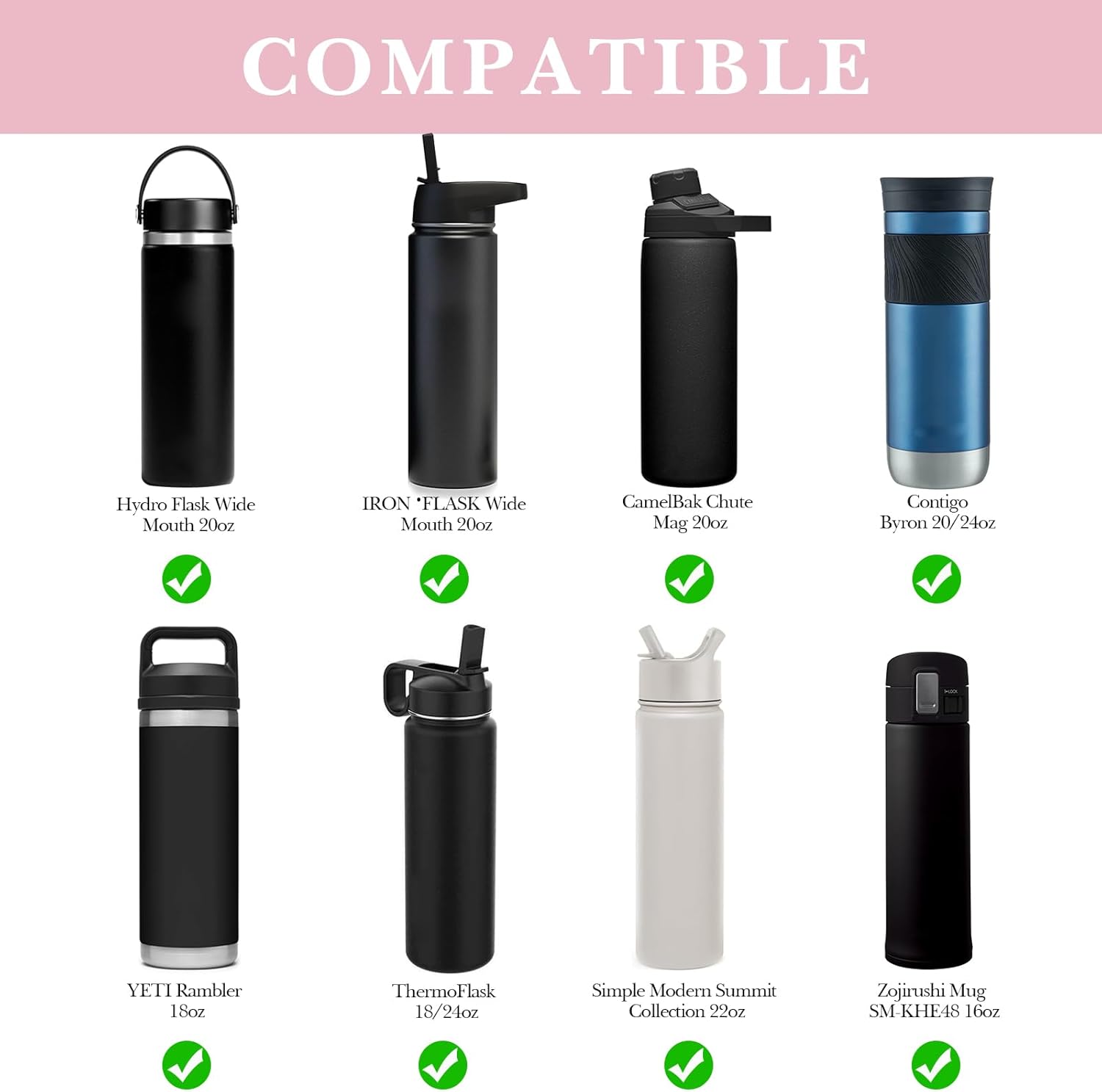 Linkidea Water Bottle Carrier with Strap Compatible with Simple Modern Summit Collection 22oz, Hydro Flask Wide Mouth, Waterbottle Sling Bag Holder with Shoulder Strap (Pink) - Image 3
