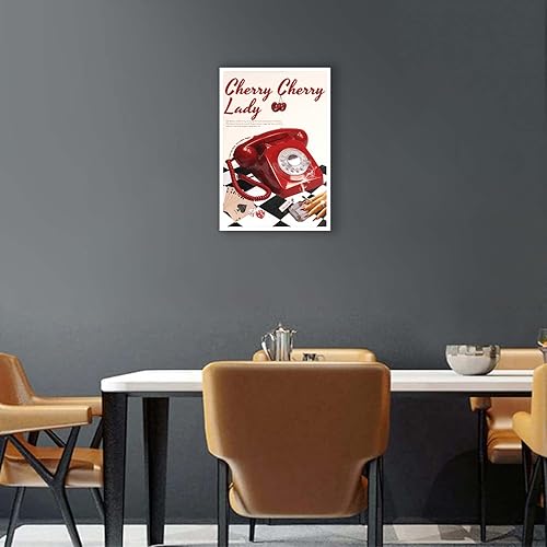Miniatura 7 de Lienzo de cerezo de moda para pared, divertido póster de póquer de teléfono rojo de los años 70, Dopamina Preppy Dopamina Femenina, impresiones