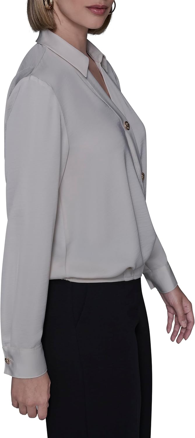 Karl Lagerfeld Womens Long Sleeve Classy Collared Essential Button Down - Image 3