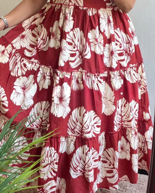 Image of Floral Midi Dress for Women - Summer Boho Dress, Lightweight & Breathable, Elegant Floral Print, Casual & Vacation Outfit, Comfortable Flowy Dress for Women