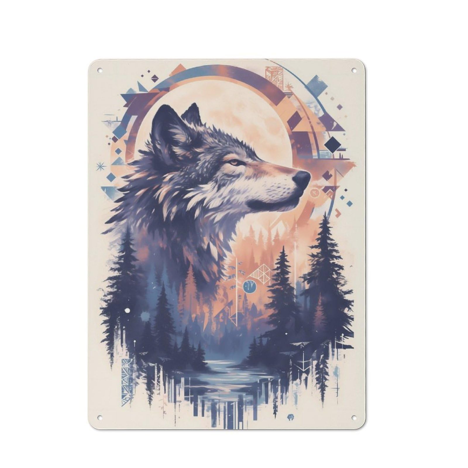 Junmoney Wolf Forest Spirit Friendly Cafe Metal Sign 40X30cm, Restaurant Wall Art For Coffee Bar, Small Shop Or Dining Room