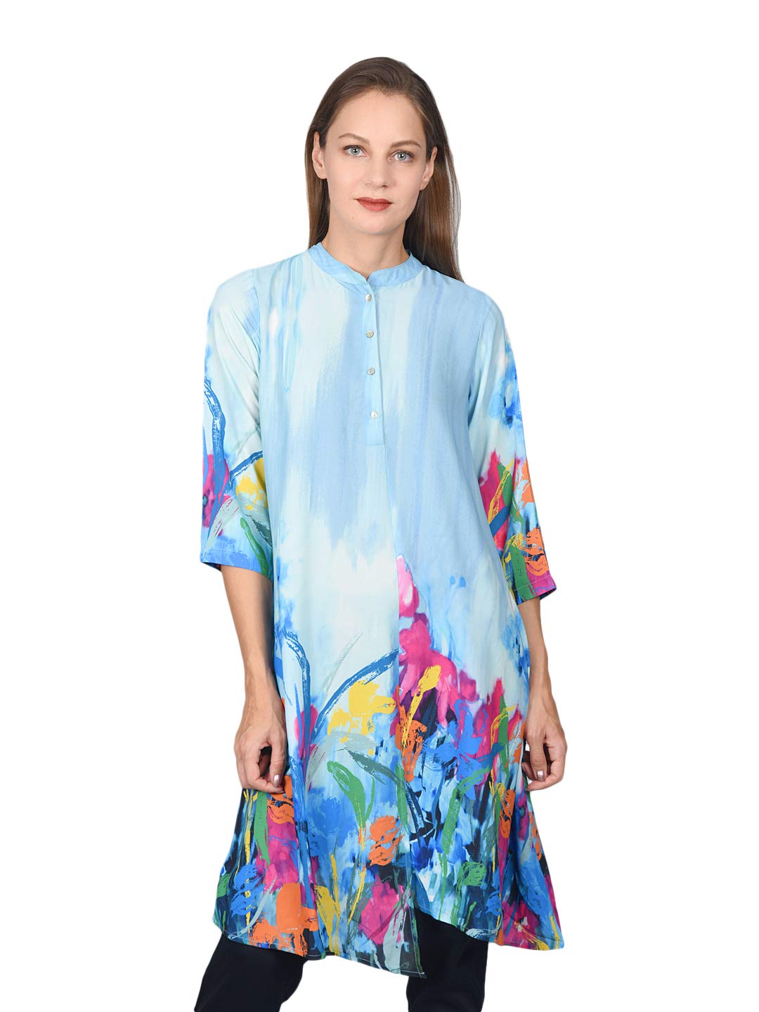 Beamish vogueFloral Print Tunic (Small, Blue)