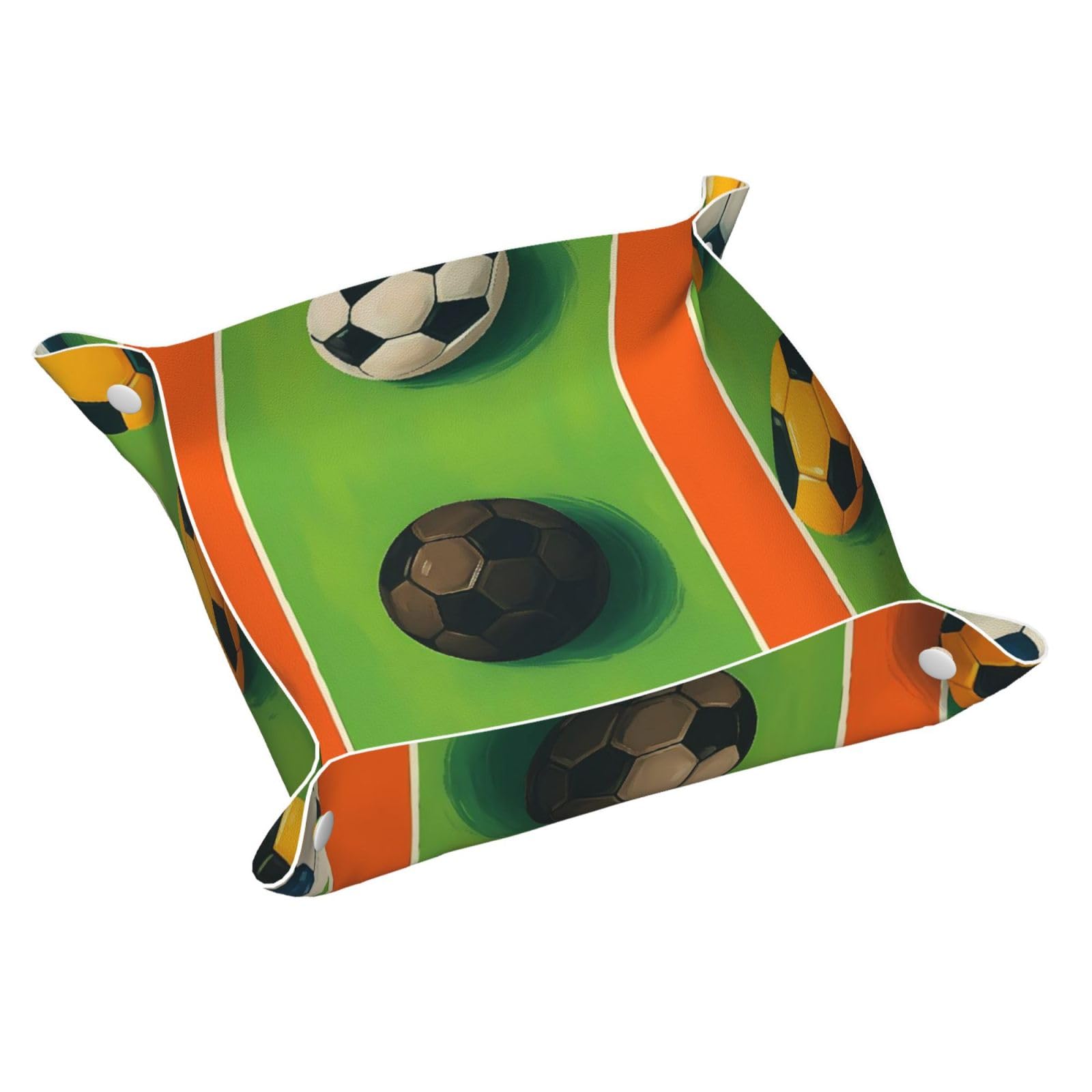 HLBSDM Vibrant Soccer & Field Tray Men's Leather Valet Parking Portable Entrance Trays Bedside Storage Box