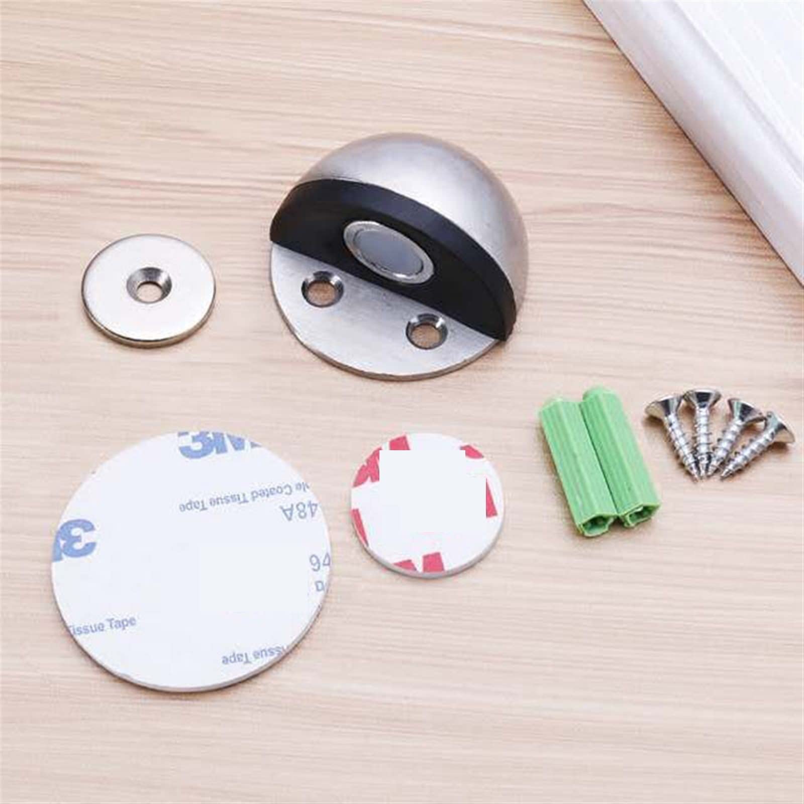 Edelstahl Magnetisch Schwarz Dual Catch kein Stanzen Weiß Türstopper Wand Türstoßkeil Stopper Wand 1St (Color : Single hole -SS)