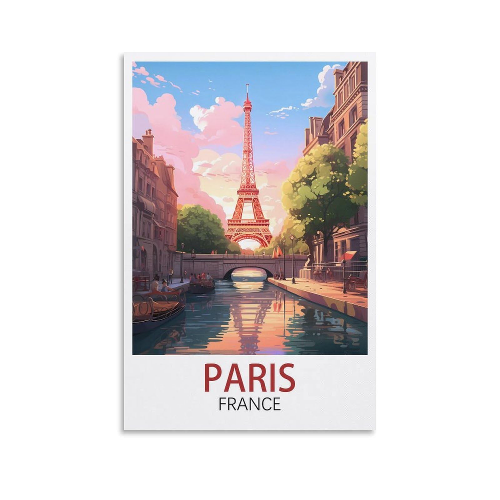 Losnabo Unframe-Style Paris France Vintage Travel Poster 16X24inch(40X60cm) Canvas Wall Poster And Art Picture Print Modern Home Bedroom Decor