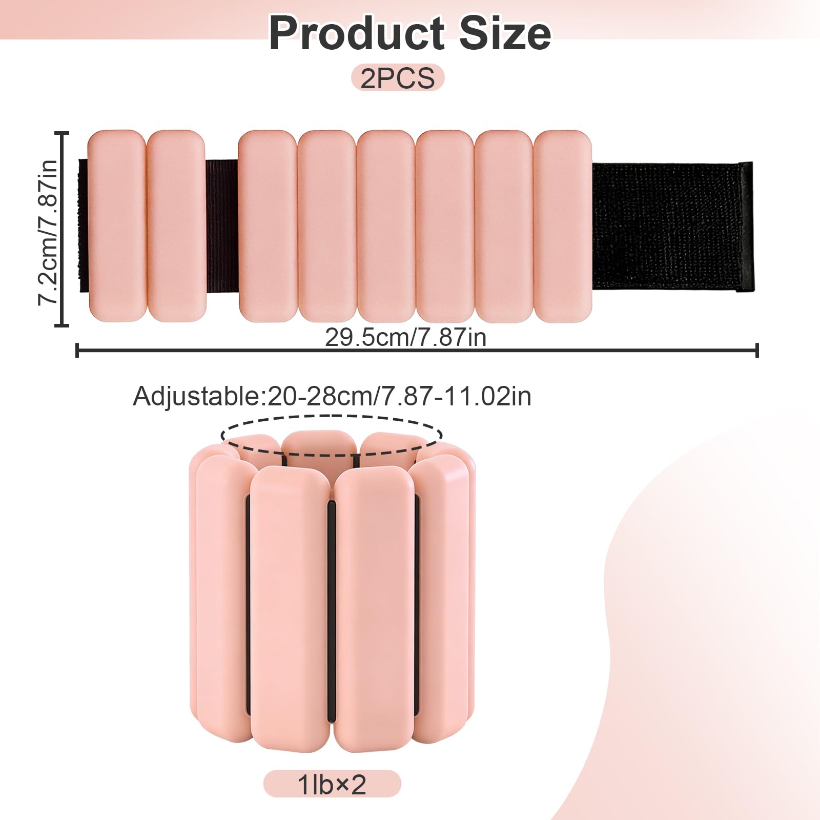2 pezzi Peso del Polso regolabile Peso della Caviglia 900g Pesi Polso Indossabili, Superficie in Silicone Braccialetto per Pilates,Yoga, Nuoto,Corsa,Jogging
