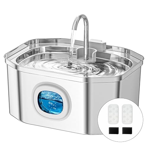 Apauk 3.2L Fuente para Gatos Acero Inoxidable, Bebedero Gatos