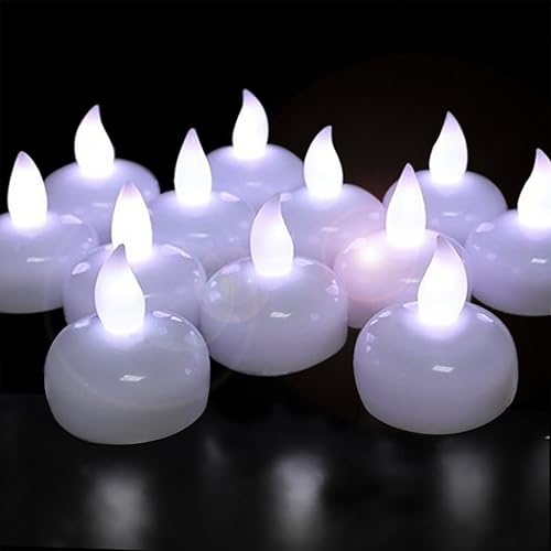 Miniatura 7 de Novelty Place 12 velas LED flotantes, impermeables, sin llama, luz blanca fría, funciona con pilas, decoración de bodas, Acción de Gracias, Navidad,