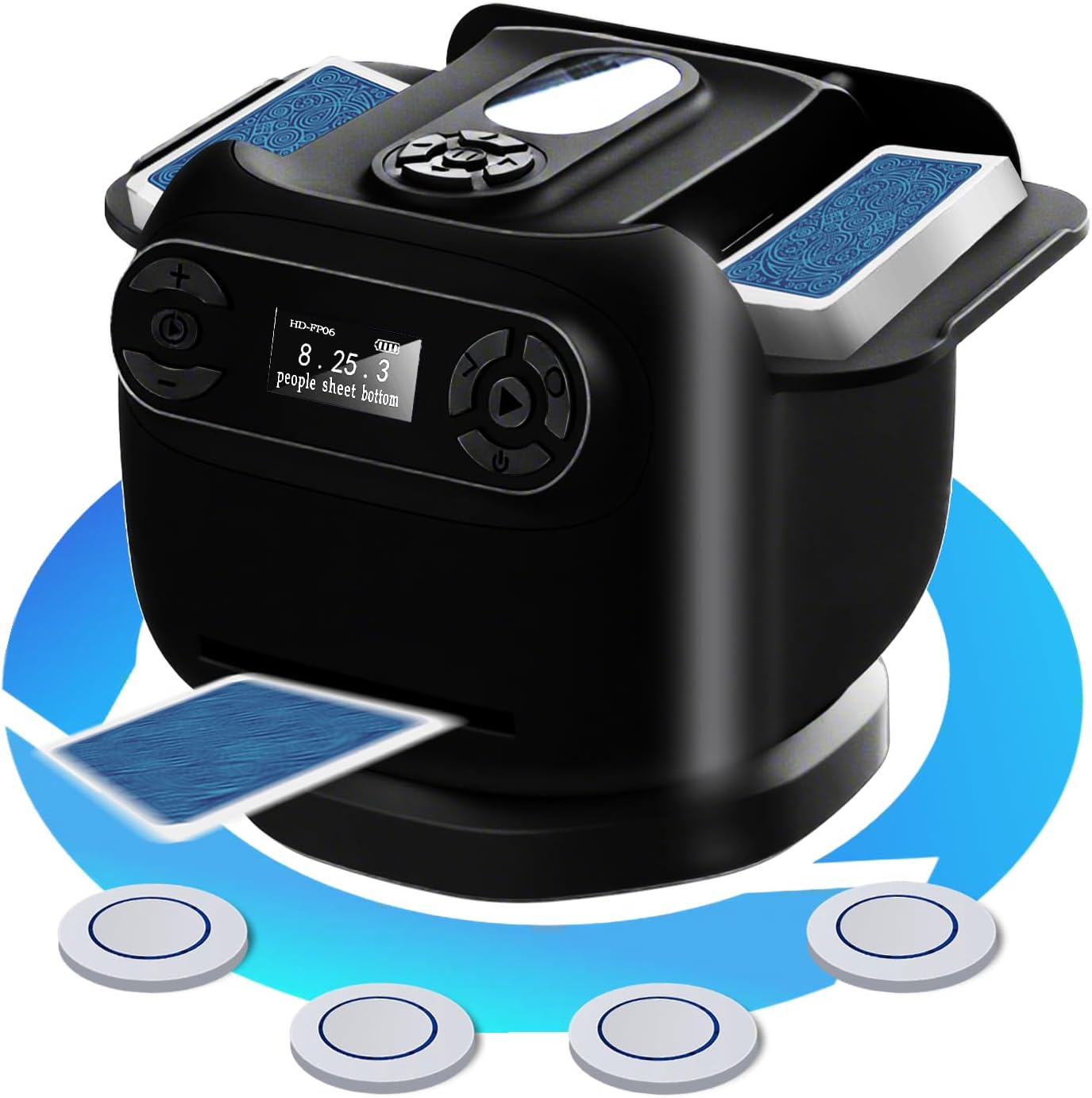 2026 Automatic Card Shuffler and Dealer Machine, 2-in-1 Smart 360°Rotating Card Dealer and Shuffler Machine, Super Quiet, Safer, Various Card Games for Home and Club-Black