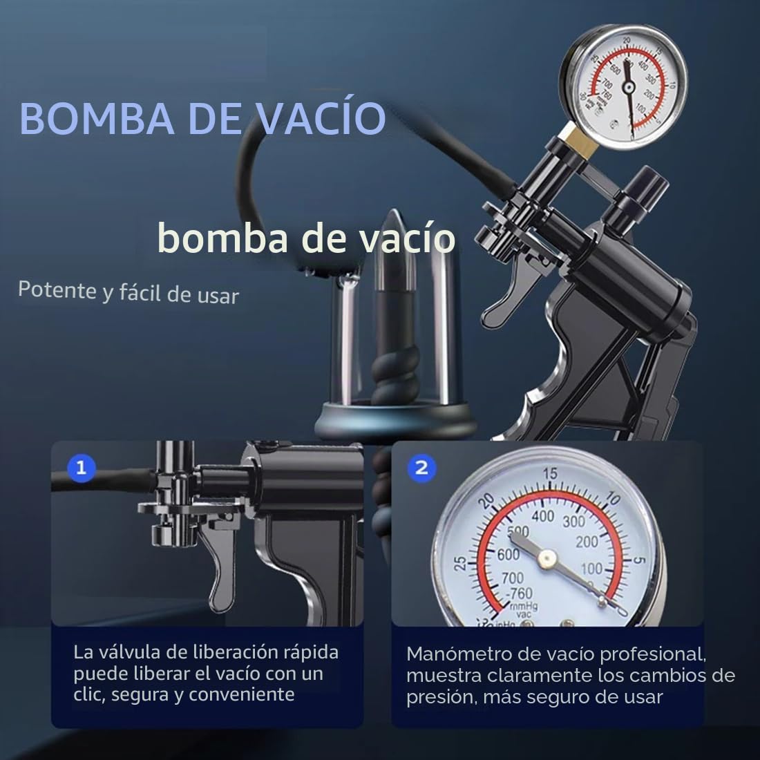 Anal Plug Expander con Vacuum Pump, Dilatador Anal Estimulador Vaginal Butt Plug Expander, Bomba Anal Masajeador de Próstata Anal Toy, Anal Dilator Masturbador Sex Toy para Mujeres y Hombres (Grande)