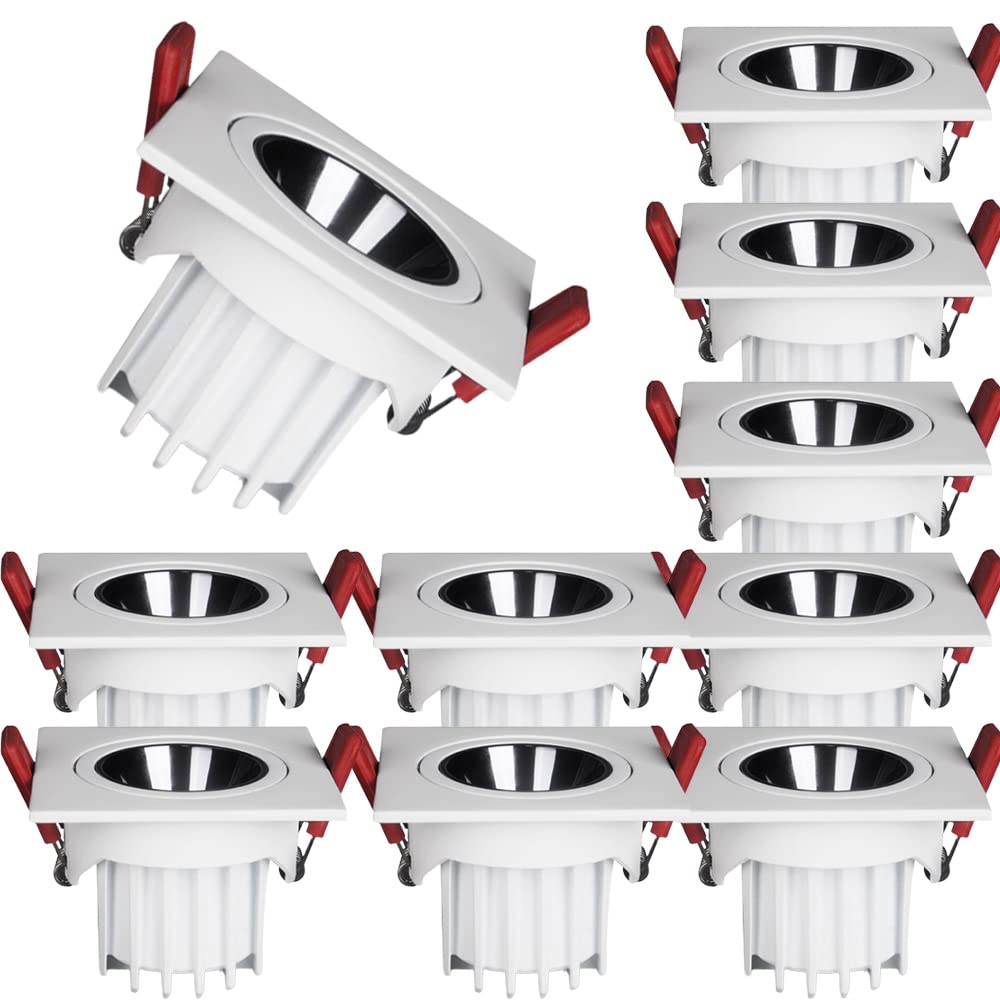 Kit 10 spots LED carrés 6W 8W 10W CCT sélectionnable lumière du jour pour plafond intérieur