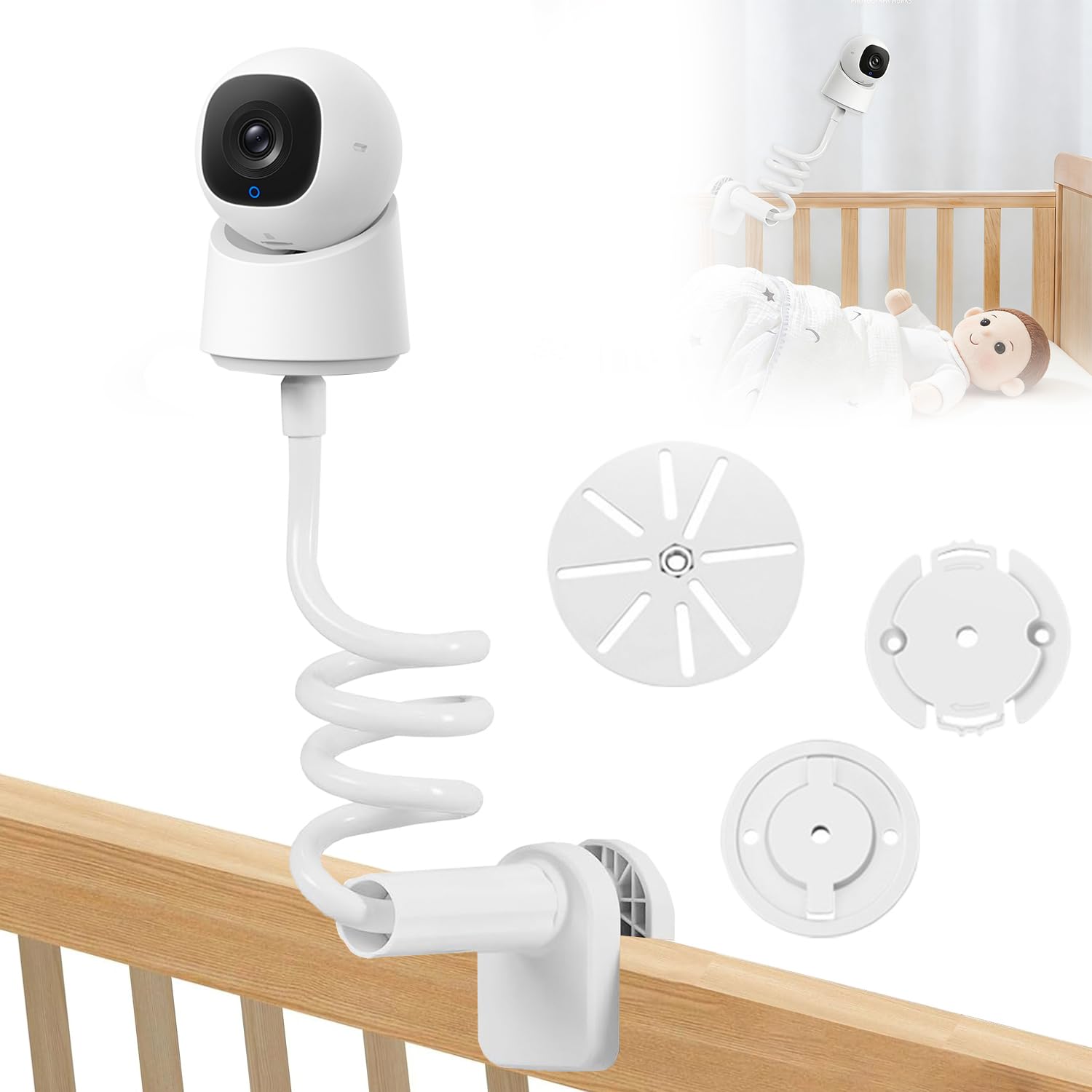 Soporte Camara vigilancia Bebe, Soporte flexible para monitor de video de bebé, So-porte para monitor de video de bebé, So-porte universal flexible para mo-nitor de video de bebé, apto para cuna