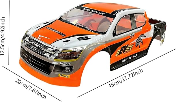 Fenteer RC Car Body Outer Compatible 1:10 Professional Repair Parts Simple Installation High Performance Fittings Body Outer Cover, Orange