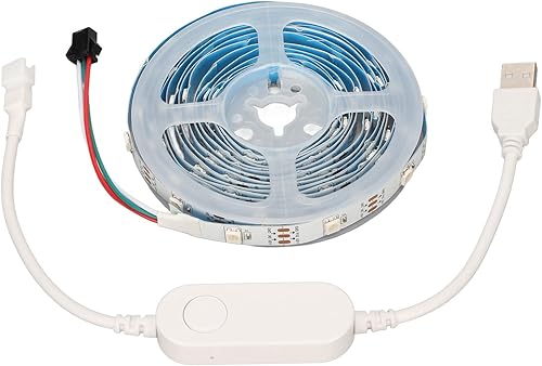 Tira de luces LED RGB de 11.5 pies, modo de control múltiple, brillo ajustable, luz retroiluminada, luz suave, fuente de alimentación USB de 5 V sin