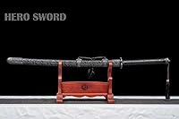 Vista 2 de HERO SWORD Espada de acero managanés de combate real de 44 pulgadas, espada china afilada de espiga completa, espada de Kung Fu, espada de Wu Shu