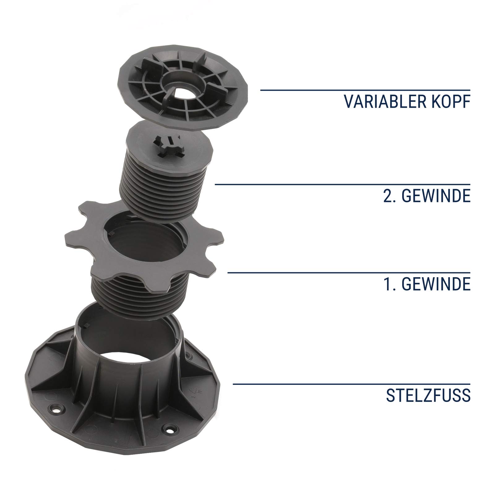 HORI Stelzlager Set Für Terrassen - Höhenverstellbar 18-220mm