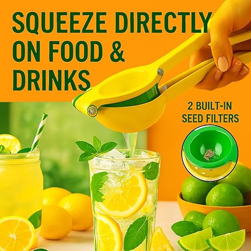 Miniatura 7 de OCHI Exprimidor de limón y lima resistente  Exprimidor manual de cítricos, sin pulpa ni semillas, herramienta de mano de metal premium, apto para