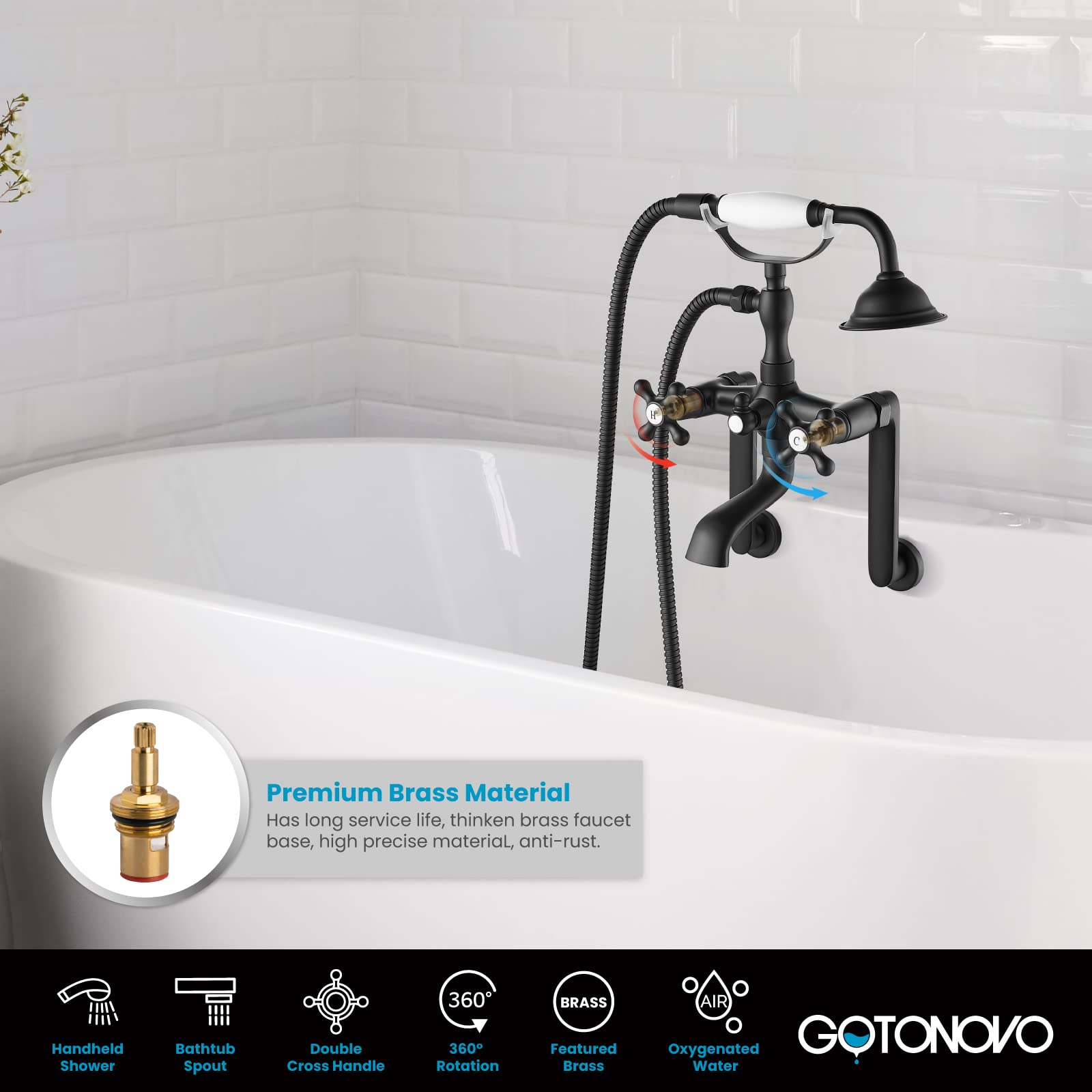 Gotonovo Klauenfuß-Badewannen Adapter – Verstellbarer Wasserhahn-Arm In Gebürstetem Nickel (9,5 Cm)