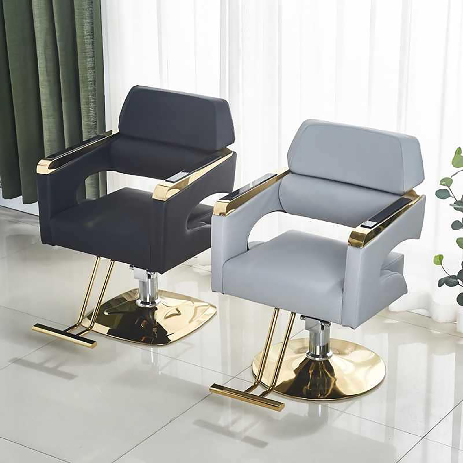 Generic Fotel salonowy, fotel fryzjerski do stylizacji włosów, fotel fryzjerski z hydraulicznym mechanizmem regulacji wysokości, obrotowy o 360°, wyposażenie salonu kosmetycznego,A,round
