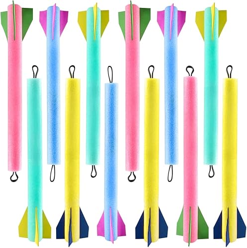 ArtCreativity Cohetes gigantes de espuma para dedos, paquete de 12, lanzacohetes voladores de tirachinas en varios colores, divertidos juguetes de