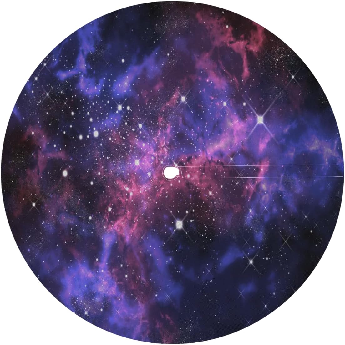 Galaxy Universe Purple Round Outdoor Table Cloth with Umbrella Hole Galaxy Beautiful Outdoor Round Fitted Tablecloth with Elastic Edge Waterproof Circle Table Cover for Patio Garden Picnic (36-44 in)