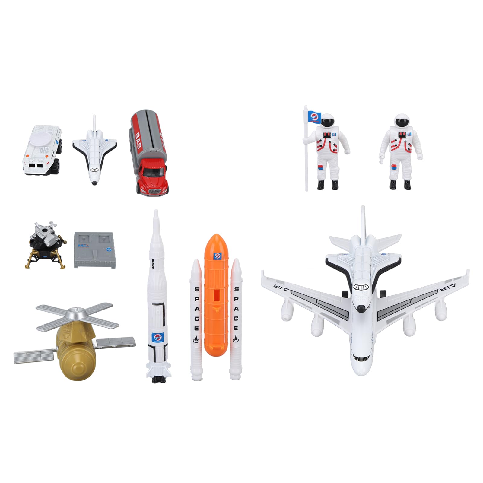 Sxhlseller Jouet de Navette Spatiale en Alliage éducatif, Conception Réaliste pour Enfants, Ensemble de Fusée Durable pour L'imagination Spatiale, Ensemble de Jouets Spatiaux (Combinaison d'avion et